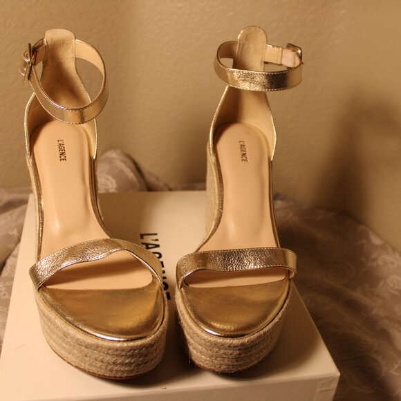 L'AGENCE Leather Avice Espadrille Wedges - Picture 3 of 9